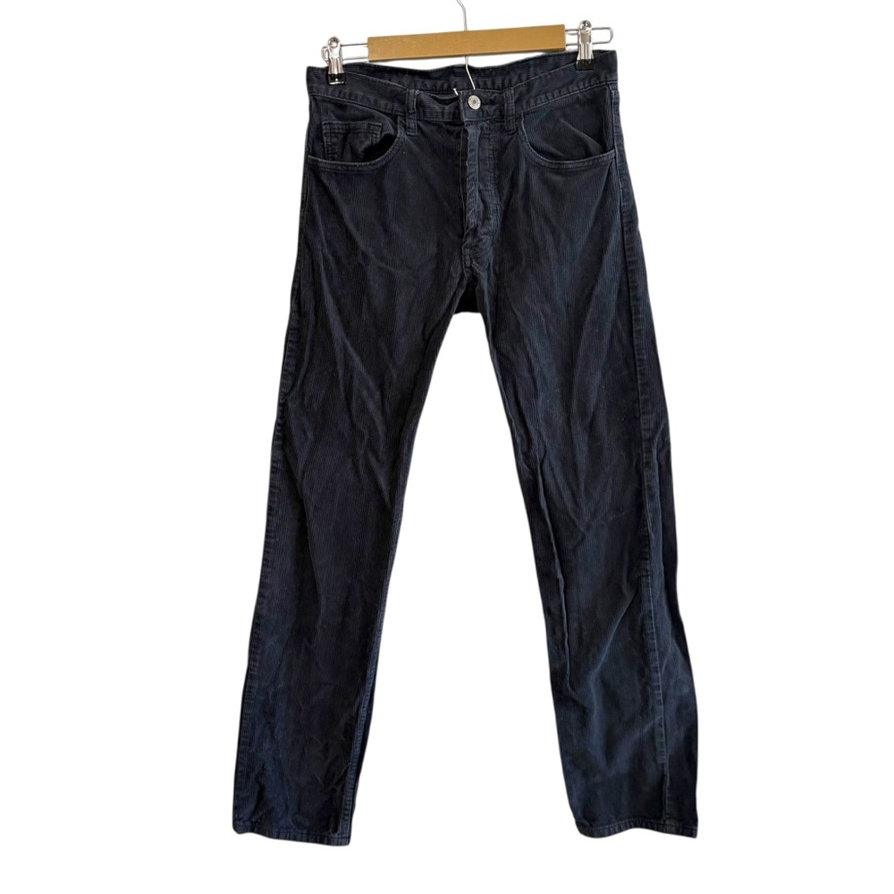 Brandy Melville John Galt Navy Blue Corduroy Button Fly Straight Leg Jeans